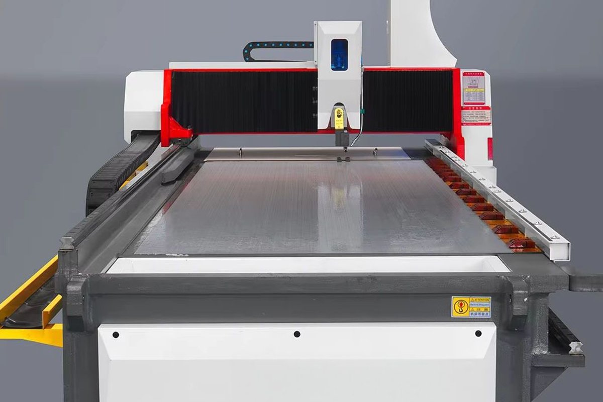 HD 1500 4000 CNC V Grooving Machine Front View Front view of HD 1500 4000 CNC V Grooving Machine